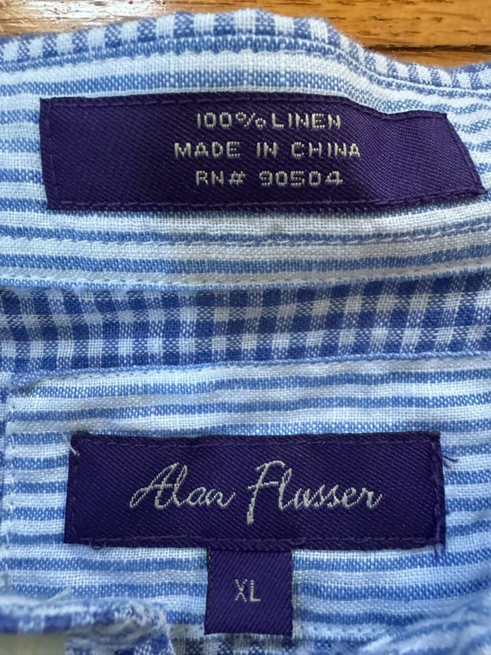 Blue White Linen Gingham Shirt XL NWT Classic Prep - Picture 8 of 9